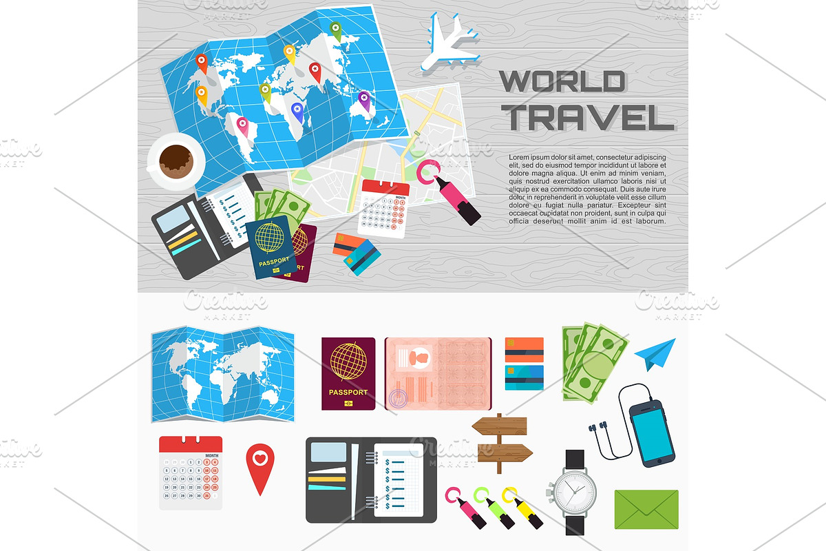 world travel card on table poster in Objects - product preview 8