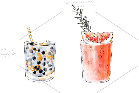 Summer cocktails collection in Illustrations - product preview 1