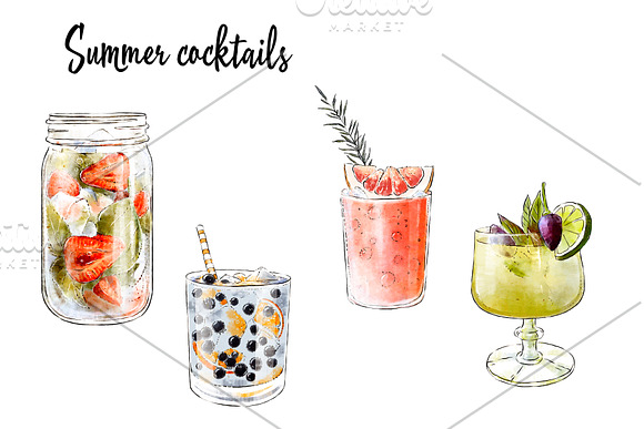 Summer cocktails collection in Illustrations - product preview 2