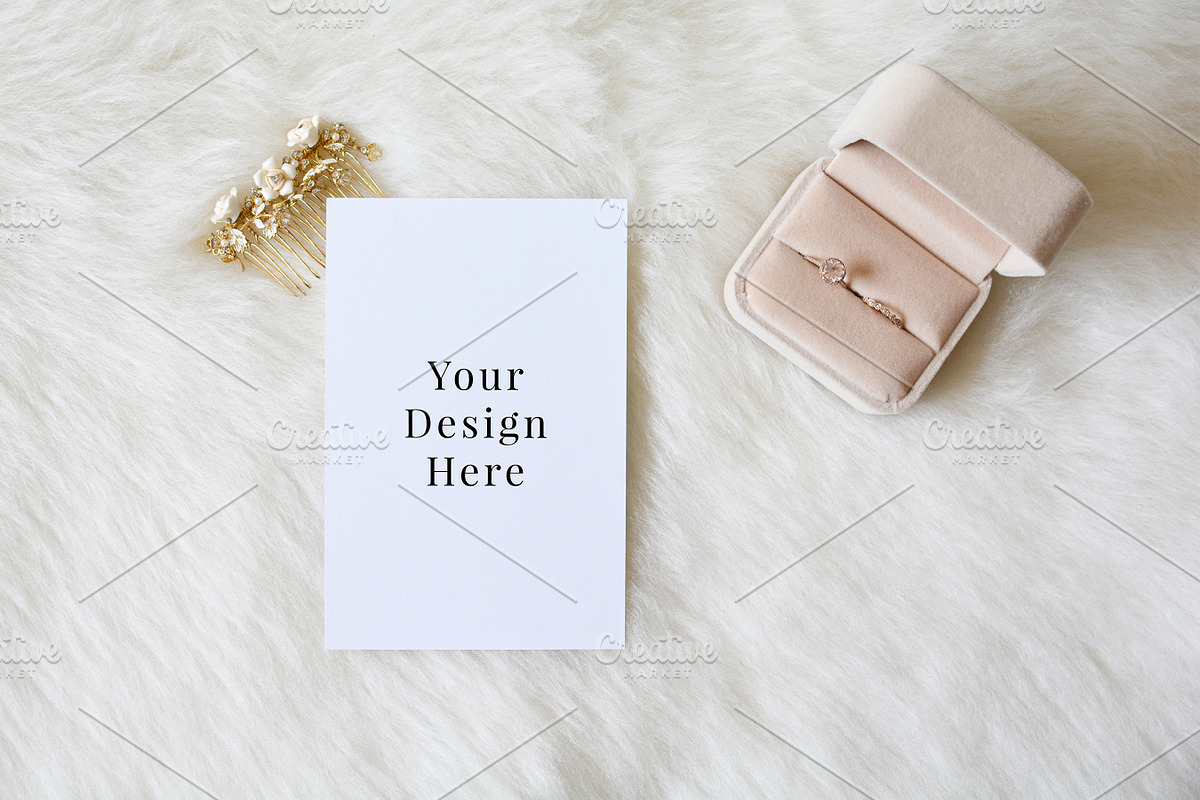 Blush Ring Wedding 4x6 Mockup in Print Mockups - product preview 8