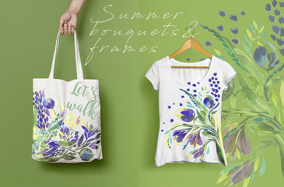 Summer watercolor bouquets in Illustrations - product preview 2