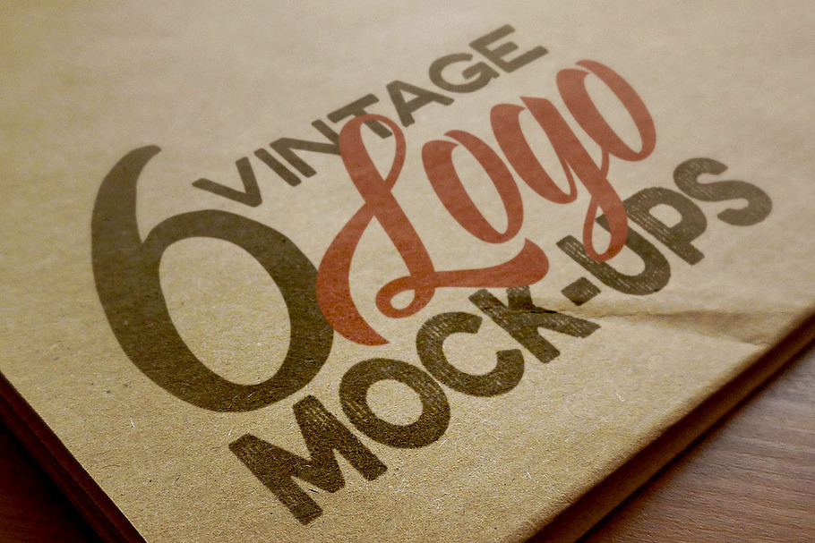 6 Logo Mockups - Retro/Vintage Style