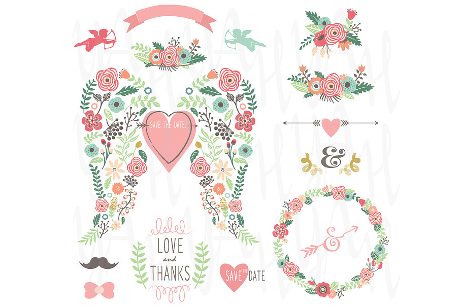Floral Wedding Elements in Illustrations - product preview 8