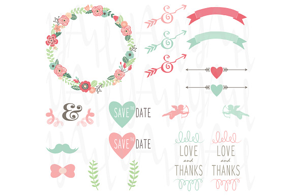 Floral Wedding Elements in Illustrations - product preview 2