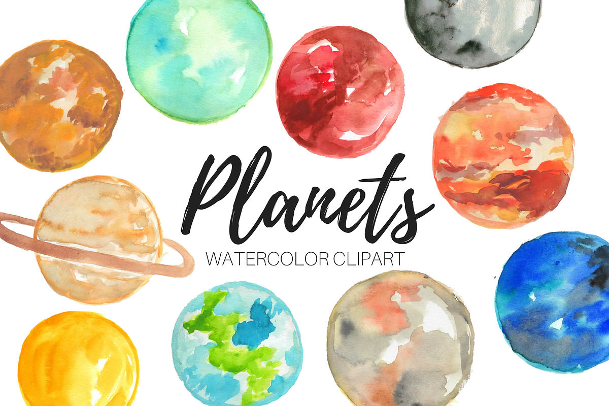 Watercolor Planet Clipart in Illustrations - product preview 8