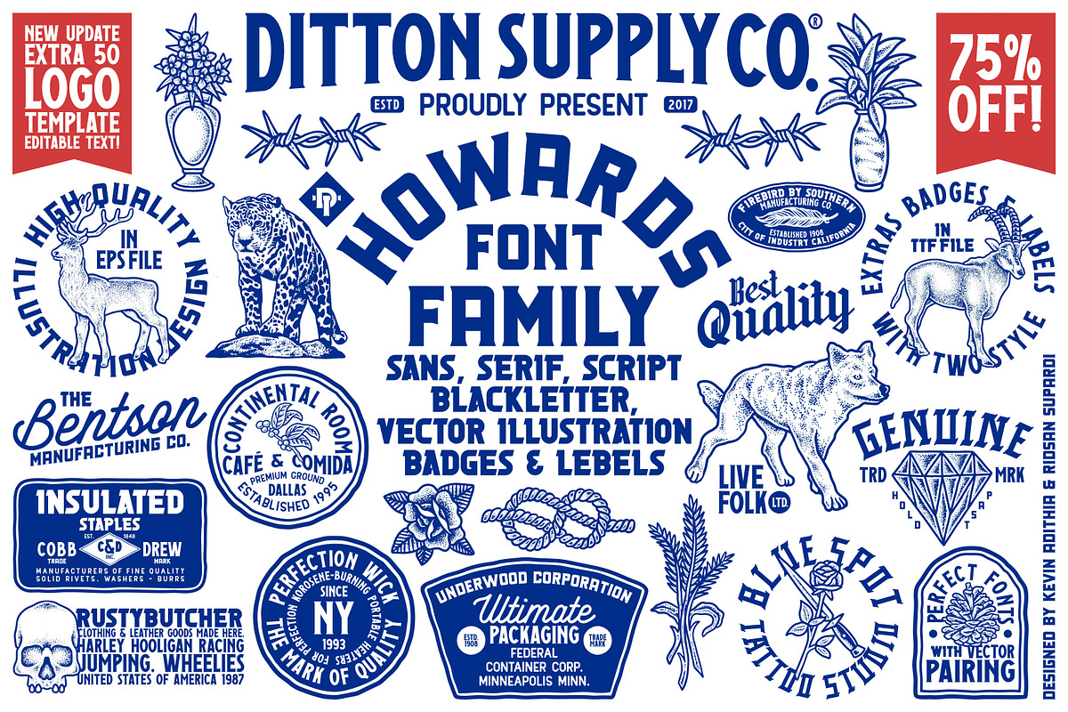 Howards Font Family + Extras in Stamp Fonts - product preview 8