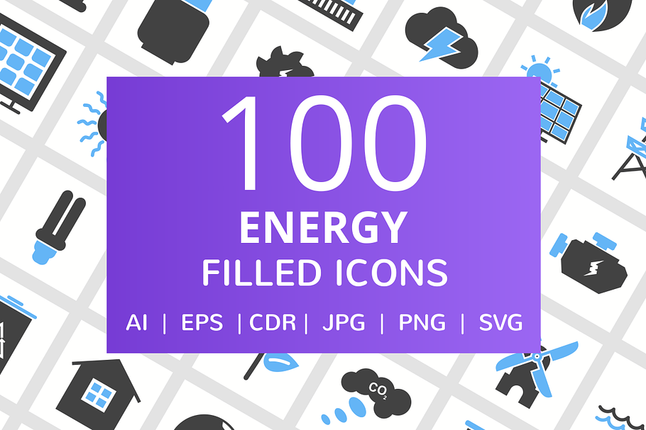 100 Energy Filled Icons