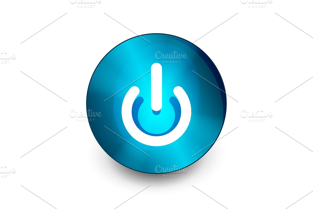 Power button blue icon, start symbol in Illustrations - product preview 8