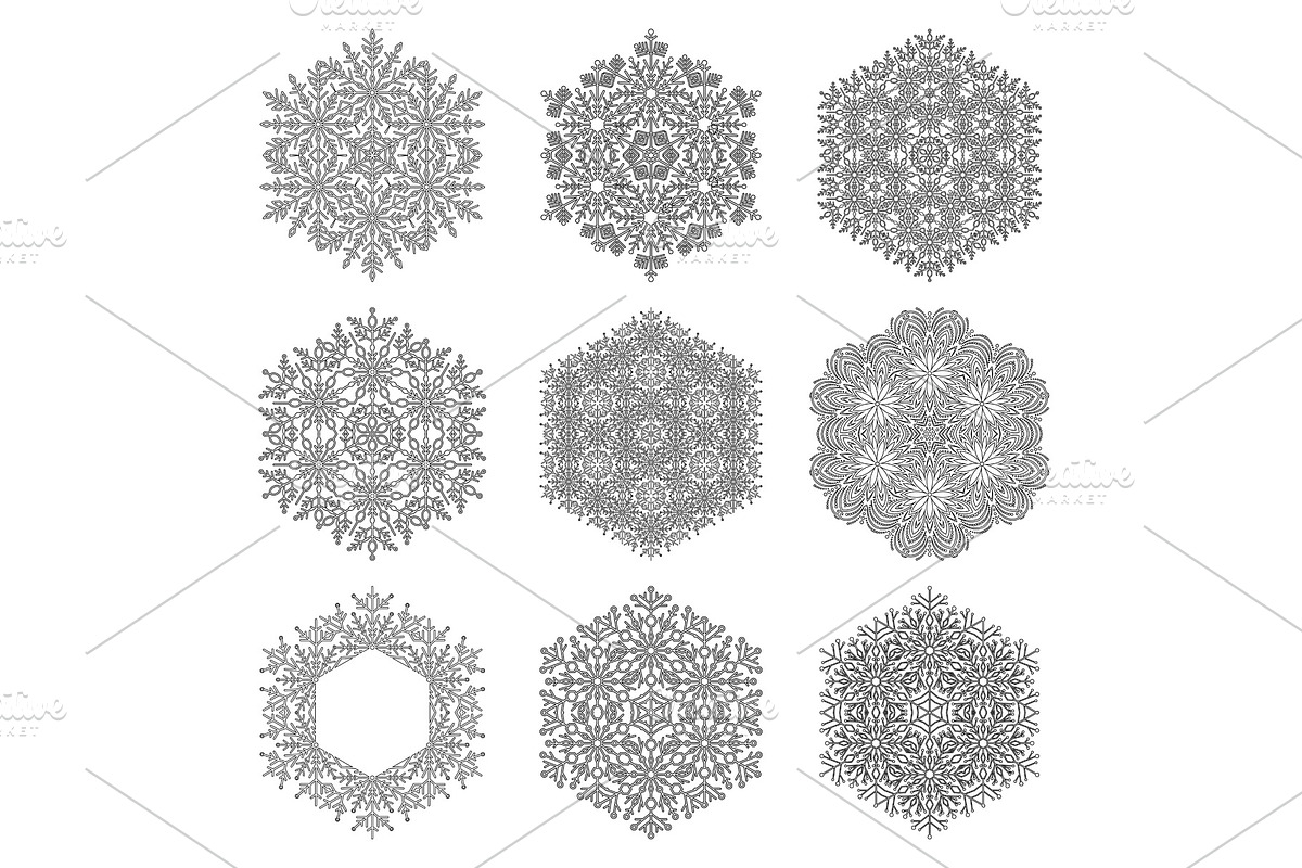 Set of Vector Snowflakes in Illustrations - product preview 8
