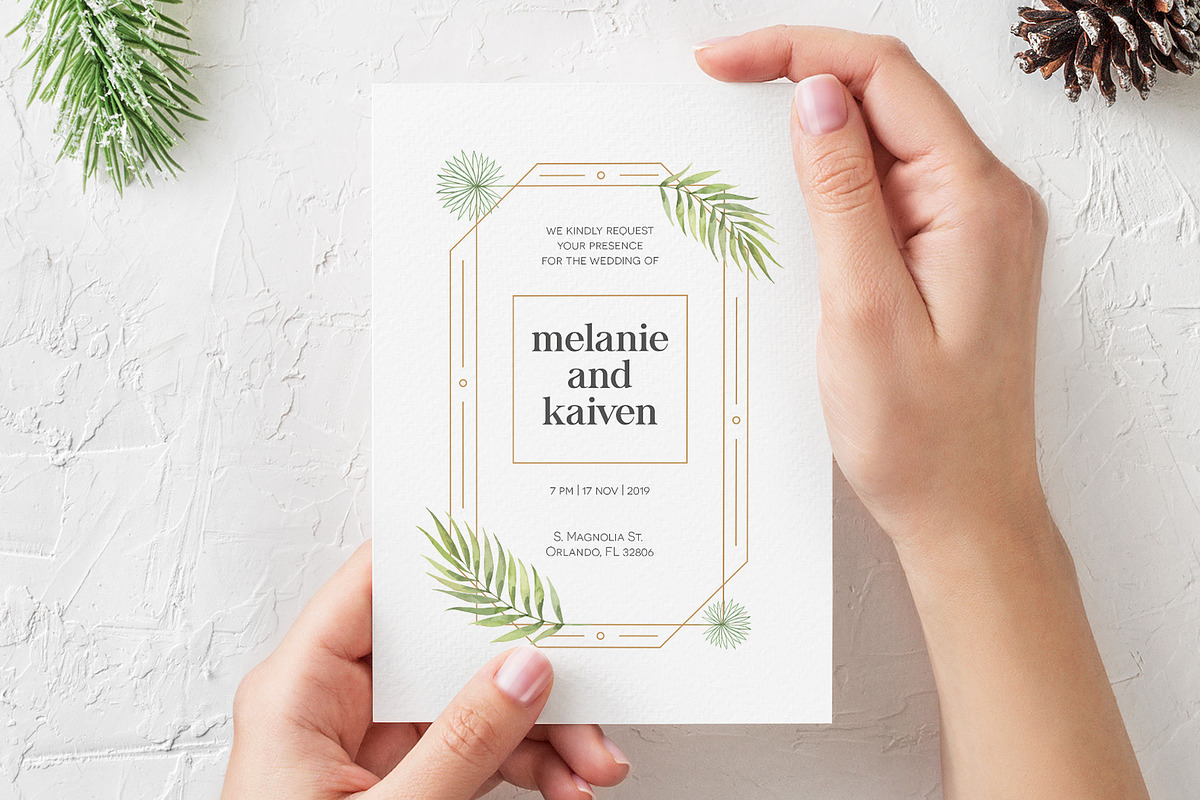 Simple Floral Wedding Invitation Set in Wedding Templates - product preview 8