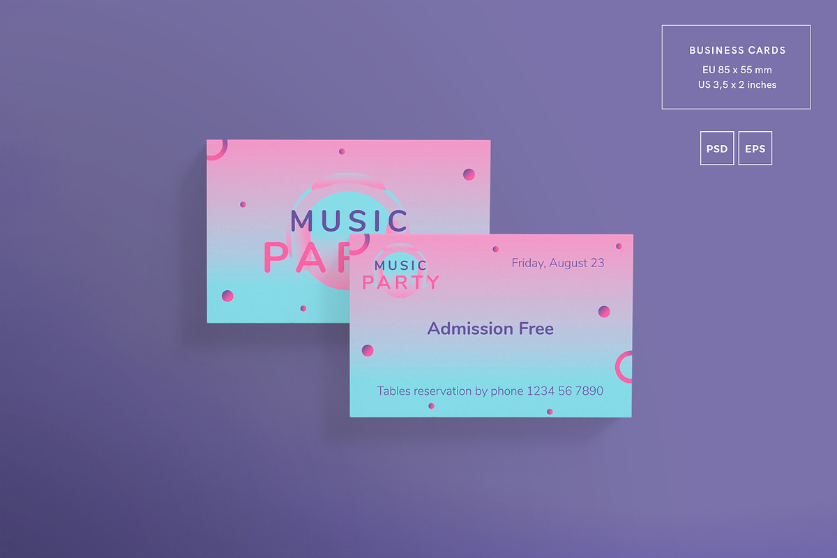 Business Cards | Pink Music Party in Business Card Templates - product preview 8