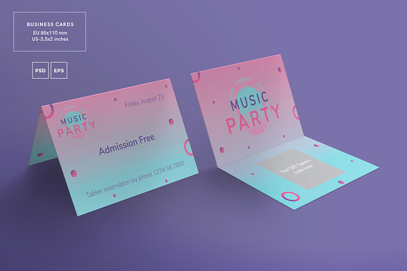 Business Cards | Pink Music Party in Business Card Templates - product preview 1