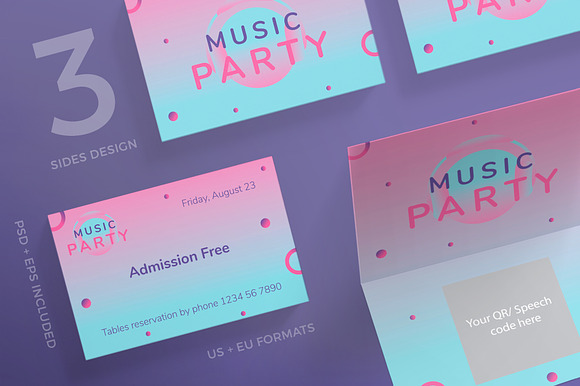 Business Cards | Pink Music Party in Business Card Templates - product preview 2