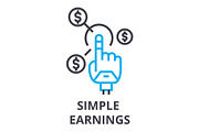 simple earnings thin line icon, sign, symbol, illustation, linear concept, vector 