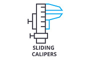 sliding calipers thin line icon, sign, symbol, illustation, linear concept, vector 