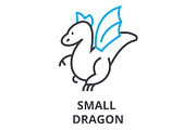 small dragon thin line icon, sign, symbol, illustation, linear concept, vector 