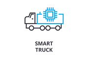 smart truck thin line icon, sign, symbol, illustation, linear concept, vector 