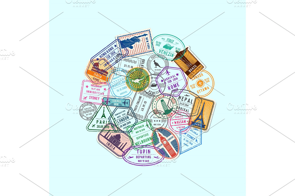 Vector world immigration and post stamp marks in Graphics - product preview 8