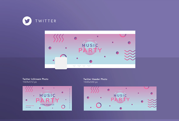 Social Media Pack | Pink Music Party in Social Media Templates - product preview 3