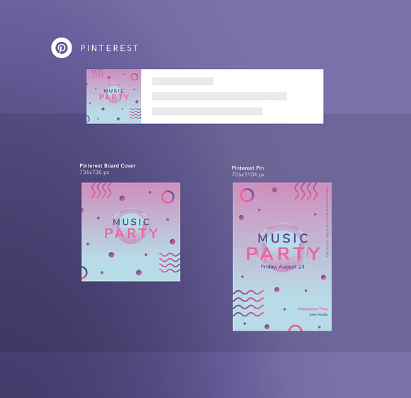 Social Media Pack | Pink Music Party in Social Media Templates - product preview 4