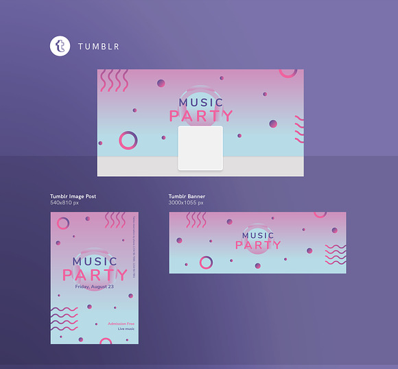 Social Media Pack | Pink Music Party in Social Media Templates - product preview 5