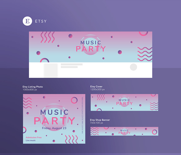 Social Media Pack | Pink Music Party in Social Media Templates - product preview 6