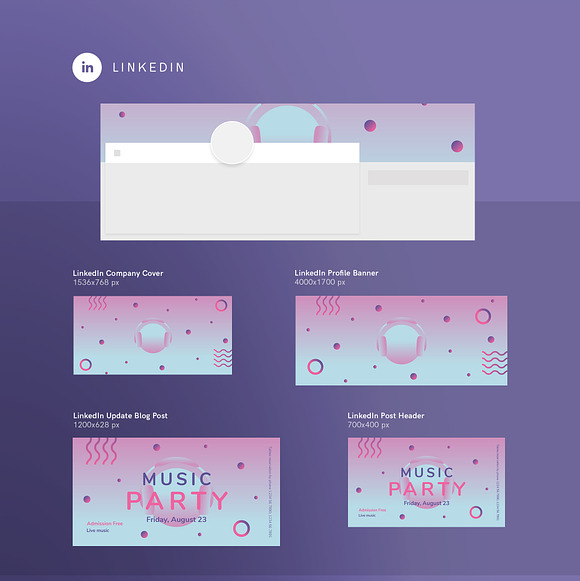 Social Media Pack | Pink Music Party in Social Media Templates - product preview 7
