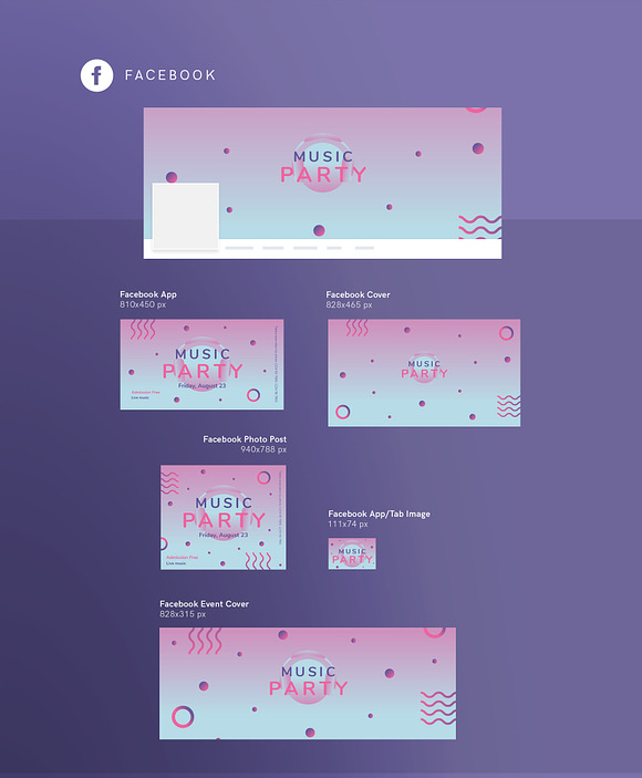 Social Media Pack | Pink Music Party in Social Media Templates - product preview 9