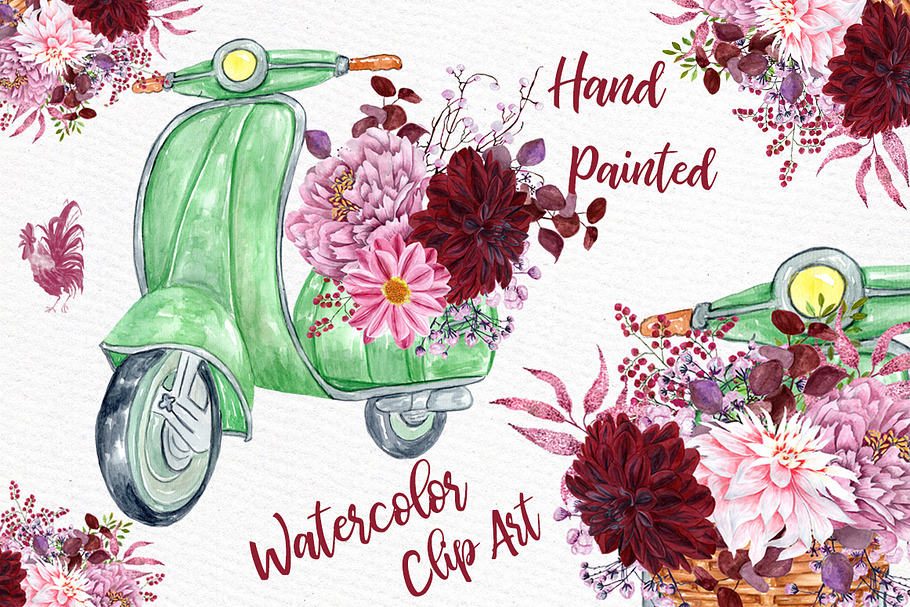 Watercolor flowers clip art