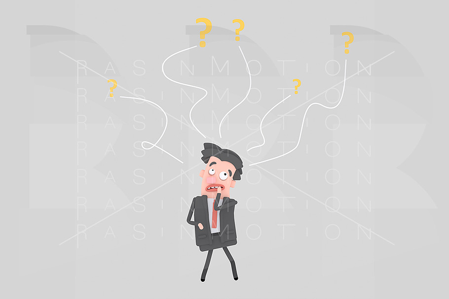 Businessman thinking while some ques in Illustrations - product preview 8