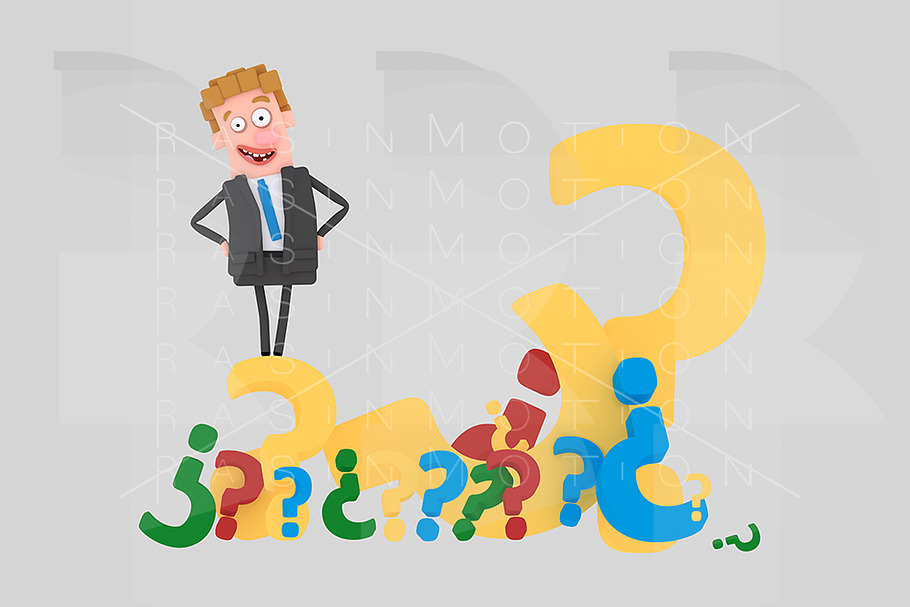 Businessman  over leap of questions in Illustrations - product preview 8