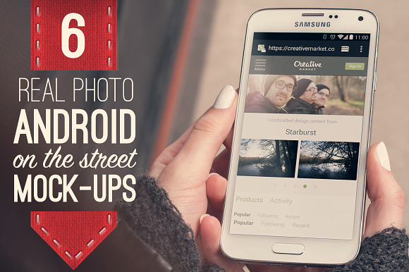 6 Real Photo Android Street Mockups in Mobile & Web Mockups - product preview 4