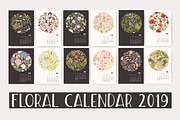 Floral wall calendar 2018, 2019