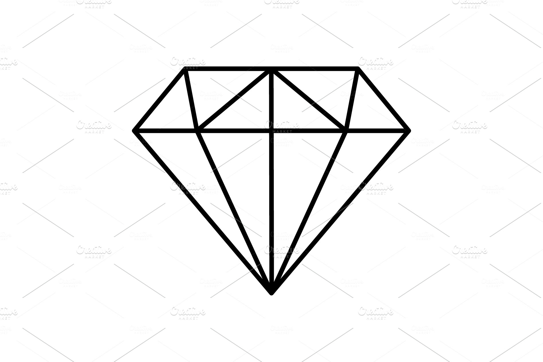 Diamond Icon line Vector. black Graphics Creative Market