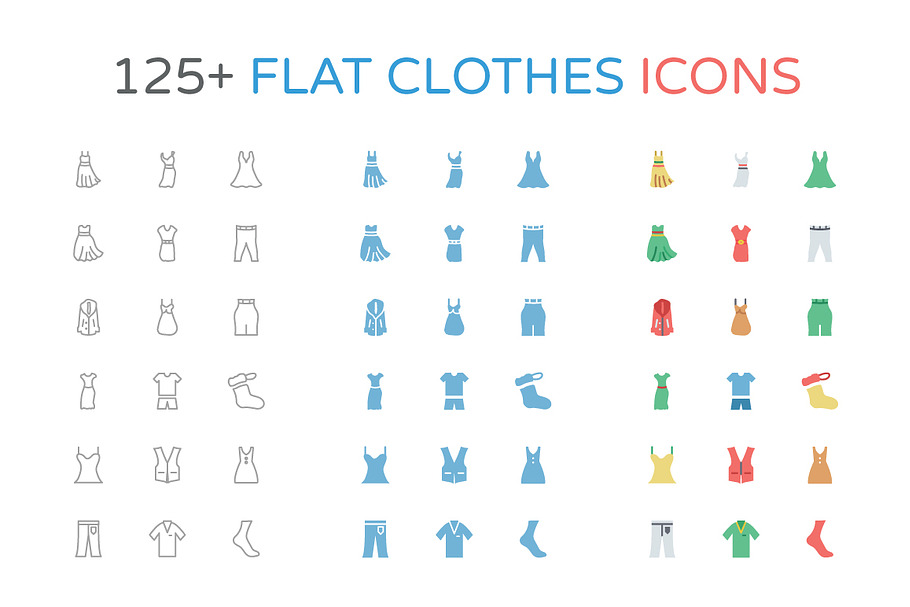 125+ Flat Clothes Icons