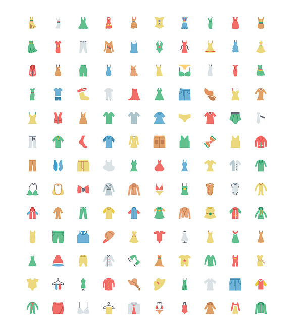 125+ Flat Clothes Icons in Graphics - product preview 1