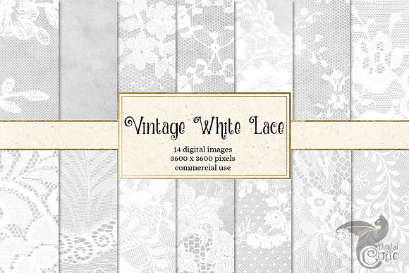 Vintage White Lace Digital Paper in Textures - product preview 1
