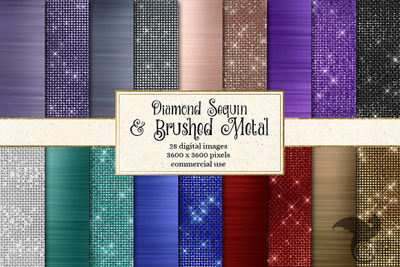 Diamond Sequin and Brushed Metal in Textures - product preview 2