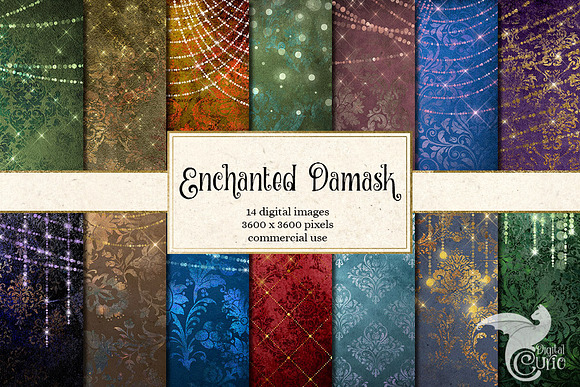 Enchanted Damask Backgrounds in Textures - product preview 2