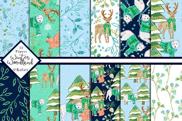 Winter Woodland Digital Papers