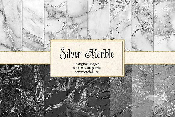 Silver Marble Digital Paper in Textures - product preview 2