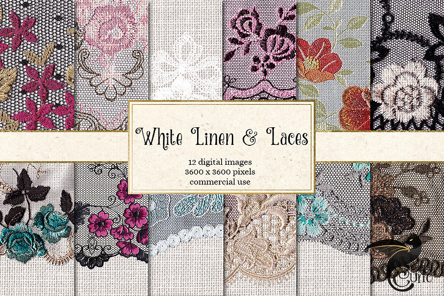 White Linen and Laces Backgrounds  in Textures - product preview 8