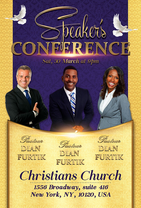 Speaker's Conference Church Flyer in Flyer Templates - product preview 1