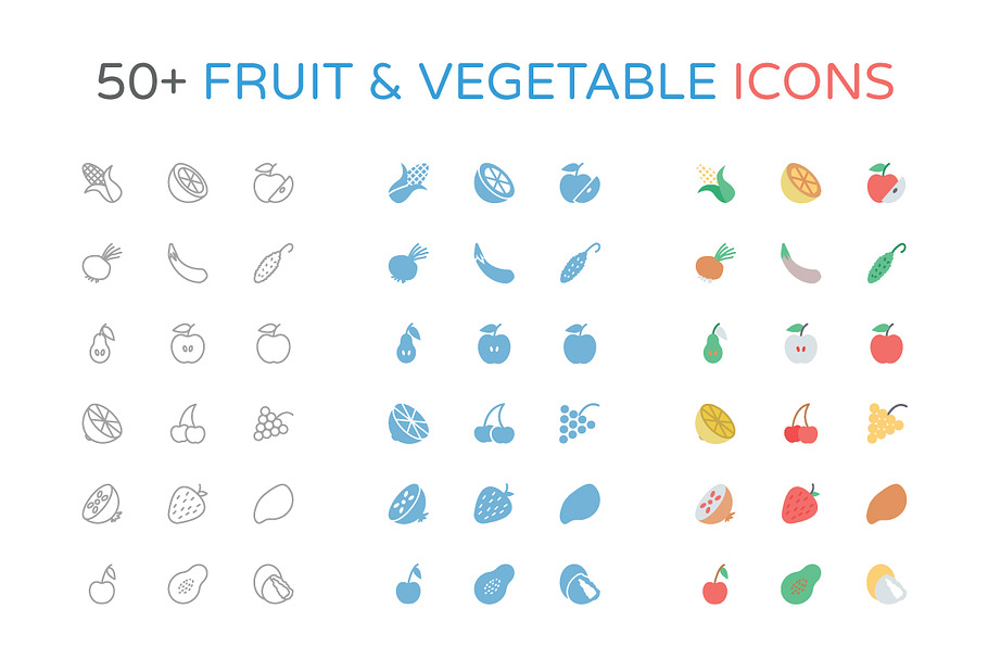 50+ Fruit and Vegetable Icons