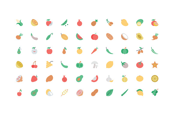 50+ Fruit and Vegetable Icons in Graphics - product preview 1