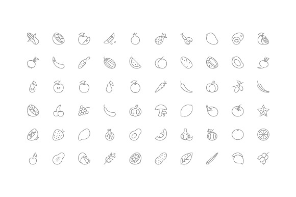 50+ Fruit and Vegetable Icons in Graphics - product preview 3