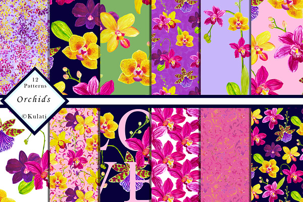 Orchid Floral Patterns / Papers