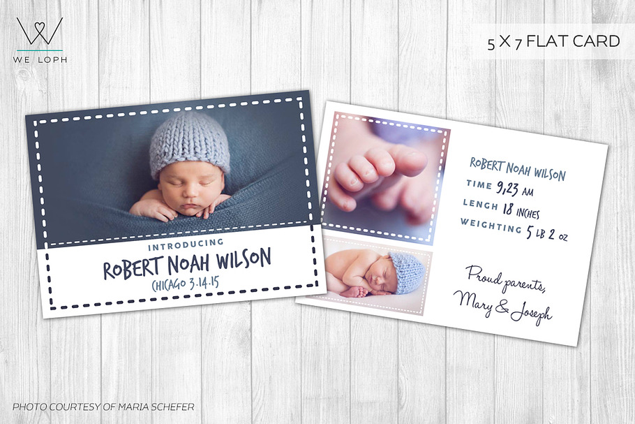 New born baby boy card template