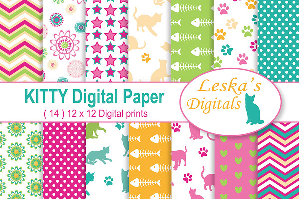 Kitty Cat Digital Scrapbook Paper