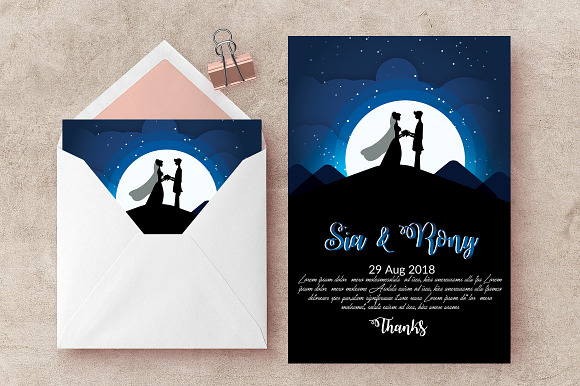 Moon Light Wedding Invite Template in Wedding Templates - product preview 1